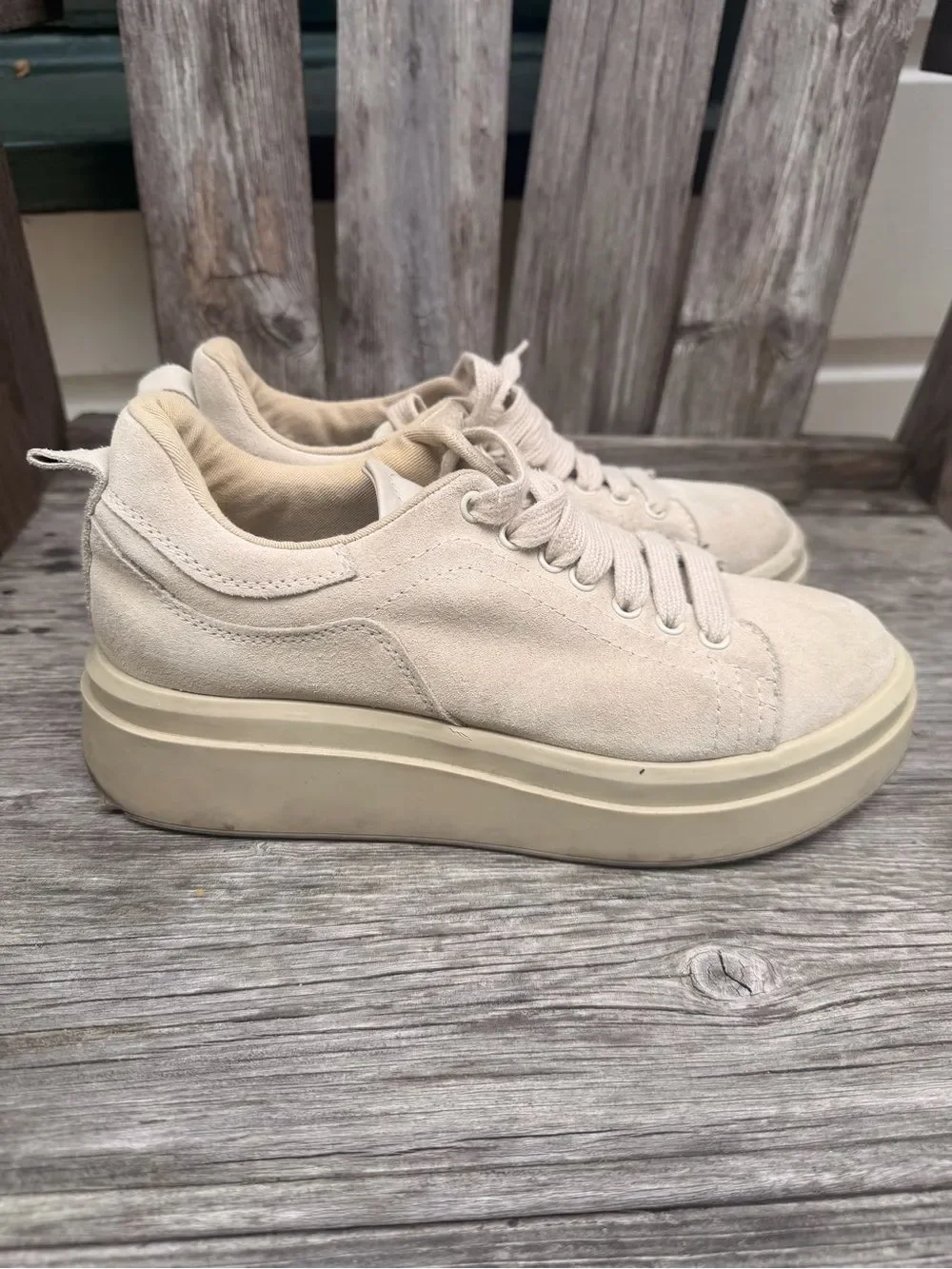 Zara Cream Platform Sneakers size 38